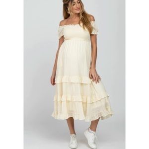 Pinkblush ivory midi dress maternity